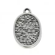 Medaglia ovale simbolo religioso croce 19.5x12.25 mm placcatura argento fino anticato x1