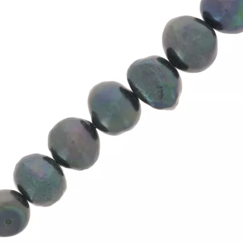 Perle d'acqua dolce barocche irregolari - 11x10 mm Grado AA Verde scuro Irisé x5
