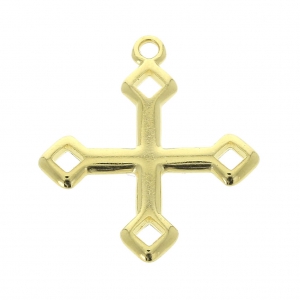 Pendente simbolo religioso croce 28x24 mm Dorato con oro fino x1