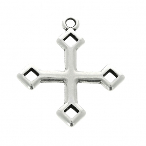 Pendente simbolo religioso croce 23.5x20.5 mm placcatura argento fino anticato x1