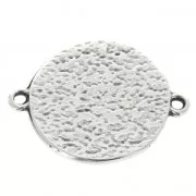 Distanziatore ovale 2 anellini simbolo croce 23x18 mm placcatura argento fino anticato x1