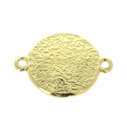 Distanziatore ovale 2 anellini simbolo croce 19x14 mm Dorato con oro fino x1