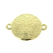 Distanziatore ovale 2 anellini simbolo croce 19x14 mm Dorato con oro fino x1