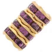 Rondelle Strass mm. 6 dorato/Amethyst x4