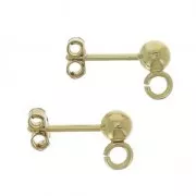 Orecchini a pallina placcati oro 3 micron con occhio aperto 3 mm x 2