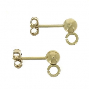 Orecchini a pallina placcati oro 3 micron con occhio aperto 3 mm x 2