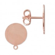 Orecchini a perno disco 12 mm oro rosa x2