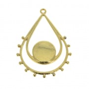 Pendente goccia resina epossidica 39x28 mm Dorato con oro fino Turchese x1