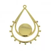 Pendente goccia resina epossidica 39x28 mm Dorato con oro fino  Turchese x1