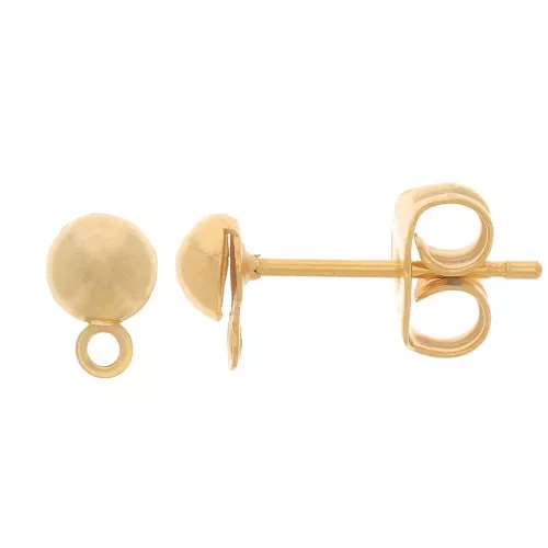 Orecchini a chiodo mezze-palline mm. 4 dorato con oro fino x4