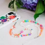 Clip per cellulare con gancio a moschettone e cinghia da mano - Bianco x1