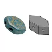 Perle in vetro Paros® par Puca® 7x4mm Opaque Aqua Deep Gold x10g