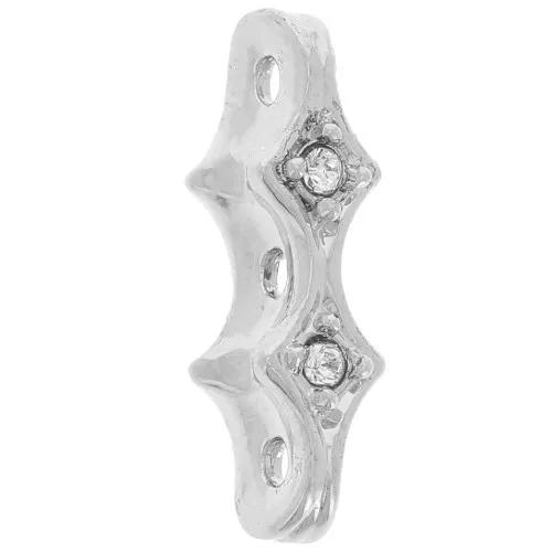 Separatore 3 file mm. 17x5 rodio strass Crystal x1