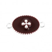 Intercalaire 2 anneaux con croce in resina epossidica 15x8.5 mm Placcatura argento fino Dark Red