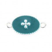 Intercalaire 2 anneaux con croce in resina epossidica 15x8.5 mm Placcatura argento fino Green T.