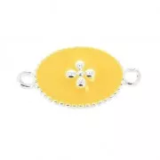 Intercalaire 2 anneaux con croce in resina epossidica 15x8.5 mm Placcatura argento fino Jaune