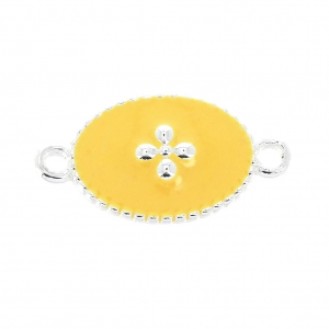 Intercalaire 2 anneaux con croce in resina epossidica 15x8.5 mm Placcatura argento fino Jaune