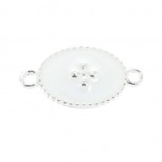 Intercalaire 2 anneaux con croce in resina epossidica 15x8.5 mm Placcatura argento fino Blanc