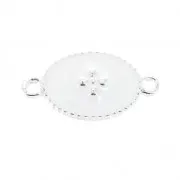 Intercalaire 2 anneaux con croce in resina epossidica 15x8.5 mm Placcatura argento fino Blanc