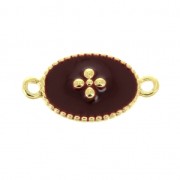 Intercalaire 2 anneaux con croce in resina epossidica 15x8.5 mm dorato/Dark Red