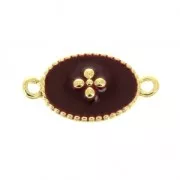 Intercalaire 2 anneaux con croce in resina epossidica 15x8.5 mm dorato/Dark Red