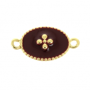 Intercalaire 2 anneaux con croce in resina epossidica 15x8.5 mm dorato/Dark Red