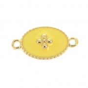 Intercalaire 2 anneaux con croce in resina epossidica 15x8.5 mm dorato/Jaune