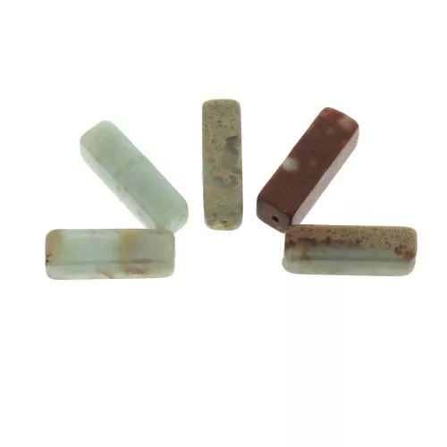 Perline Tubi dipinti - Regalite 13x4.5 mm Giada x5