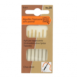 Aghi tappezzeria cruna dorata senza punta estremità rotonda Mediac n°20 x6