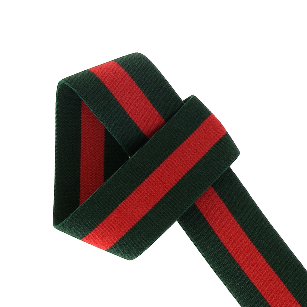 Laccetto elastico largo a righe per cucito 40 mm Verde/ Rosso x 1m - Perles  \u0026 Co