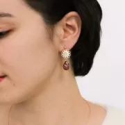 Cabochon PureCrystal 4320 pera 14x10  mm Scarlet Gold Patina x1