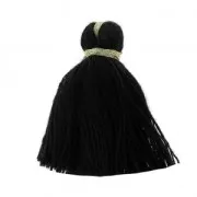 Nappina/pompon imitazione cotone 40 mm Nero / Dorato  x5