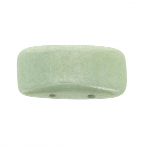 Perline in vetro di Boemia Carrier Bead 2 fori 11 x 22 mm Opaque Luster Green x 6