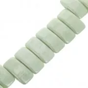 Perline in vetro di Boemia Carrier Bead 2 fori 11 x 22 mm Opaque Luster Green x 6