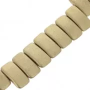 Perline in vetro di Boemia Carrier Bead 2 fori 11 x 22 mm Gold Mat x 6