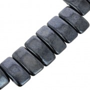 Perline in vetro di Boemia Carrier Bead 2 fori 11 x 22 mm Jet Hematite x 6
