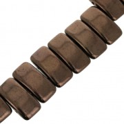 Perline in vetro di Boemia Carrier Bead 2 fori 11 x 22 mm Dark Bronze x 6