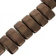 Perline in vetro di Boemia Carrier Bead 2 fori 11 x 22 mm Dark Bronze x 6