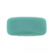 Perline in vetro di Boemia Carrier Bead 2 fori 11 x 22 mm Green Turquoise Mat x 6