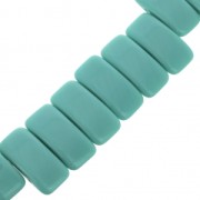 Perline in vetro di Boemia Carrier Bead 2 fori 11 x 22 mm Green Turquoise Mat x 6