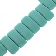 Perline in vetro di Boemia Carrier Bead 2 fori 11 x 22 mm Green Turquoise Mat x 6