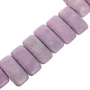 Perline in vetro di Boemia Carrier Bead 2 fori 11 x 22 mm  Op Light Rose Ceramic Look x6