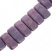 Perline in vetro di Boemia Carrier Bead 2 fori 11 x 22 mm  Opaque Luster Amethyst x 6