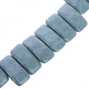Perline in vetro di Boemia Carrier Bead 2 fori 11 x 22 mm Opaque Blue Ceramic Look x 6