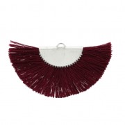 Pendente ventaglio mezzaluna con frange  25x47 Bordeaux/argento x1|raw }}