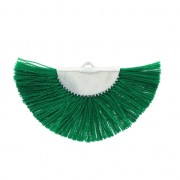 Pendente ventaglio mezzaluna con frange  25x47 mm verde/argento x1 |raw }}