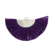 Pendente ventaglio mezzaluna con frange  25x47 mm viola/argento x1 |raw }}