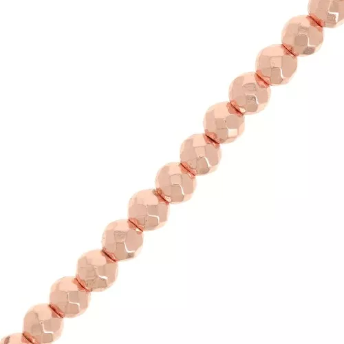 Mini-ematiti rotonde appiattite sfaccettate 3.3 mm oro rosa x38.5 cm