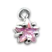 Ciondolo stella Ossido di zirconio in Argento mm. 8 Light Rose x1