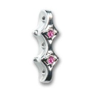 Separatore 3 file mm. 17x5 placcato rodio strass Rose x1|raw }}
